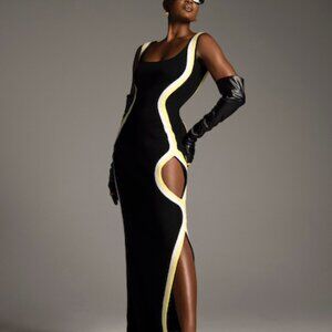 Hanifa Lorin Gown Black White Lime Size Large NWT